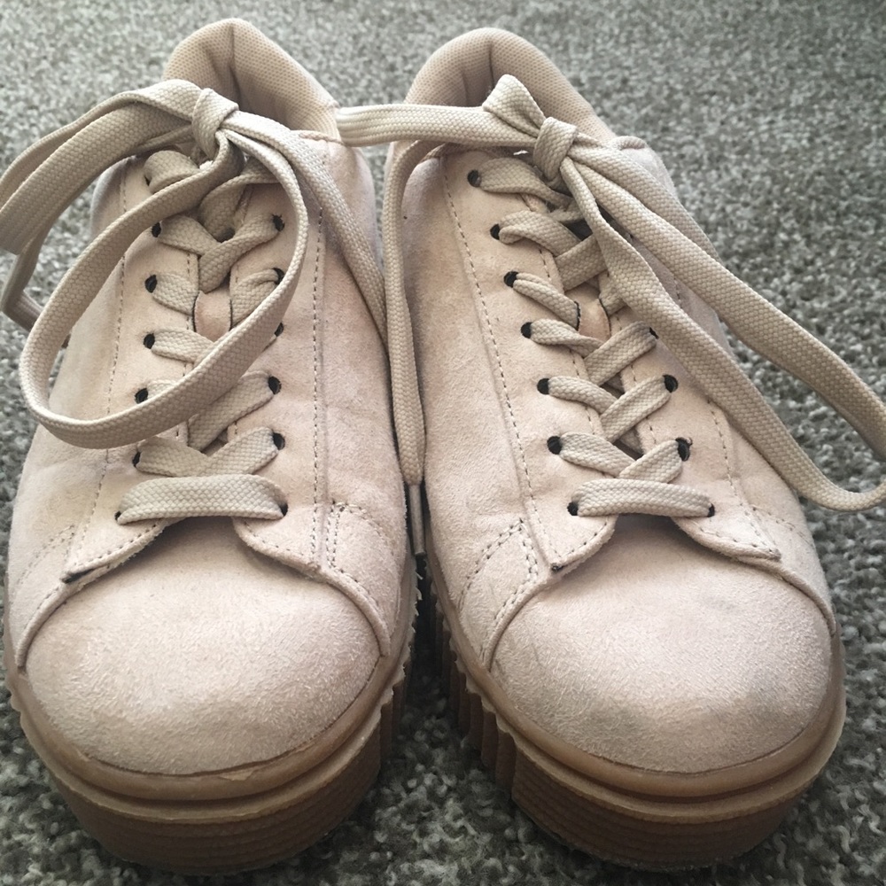 Pink Suede Platform Sneakers